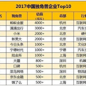 华南第一财富管理机构金斧子：中国已上市独角兽有哪些？
