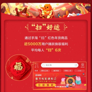 淘宝支付宝春节联动：近5000万手淘用户扫红色年货换福卡