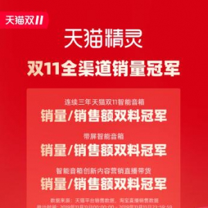 天猫精灵夺天猫双11“双料冠军”，带动新制造和新消费发展