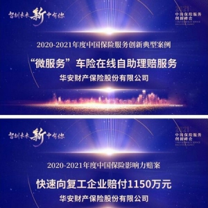 2021中国保险业服务创新峰会召开，华安保险获得两项大奖