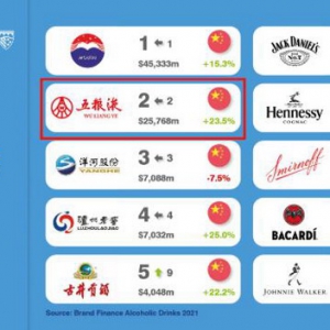 五粮液入选全球最具价值烈酒品牌50强 位居世界烈酒第二位