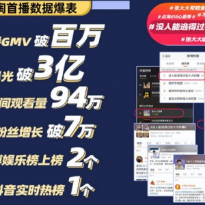 张大大点淘直播带货首秀金句频出，多个话题热度出圈