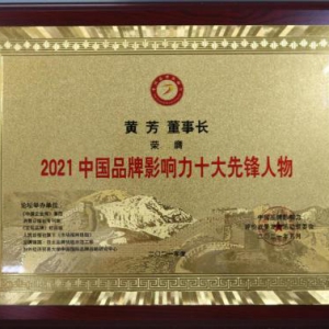 热烈祝贺东方童董事长黄芳荣获“2021中国品牌影响力十大先锋人物”奖！