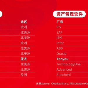 一抹中国红！用友强势入围Gartner财务软件、企业资产管理软件市场TOP10！