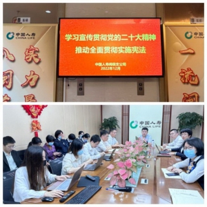 闽侯国寿党支部组织开展2022年宪法宣传学习